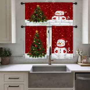 Amazon TUME Christmas Print Curtain New Style Curtain Door Curtain Set Living Room Bedroom Kitchen Decoration