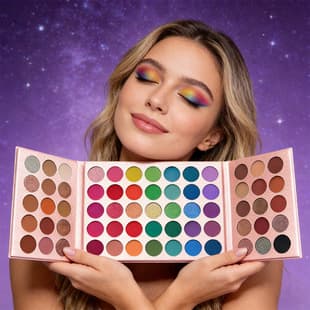 65-Color Children's Eyeshadow Palette for Stage Performance, Pearlescent Matte Glitter Shimmer Foldable Eyeshadow