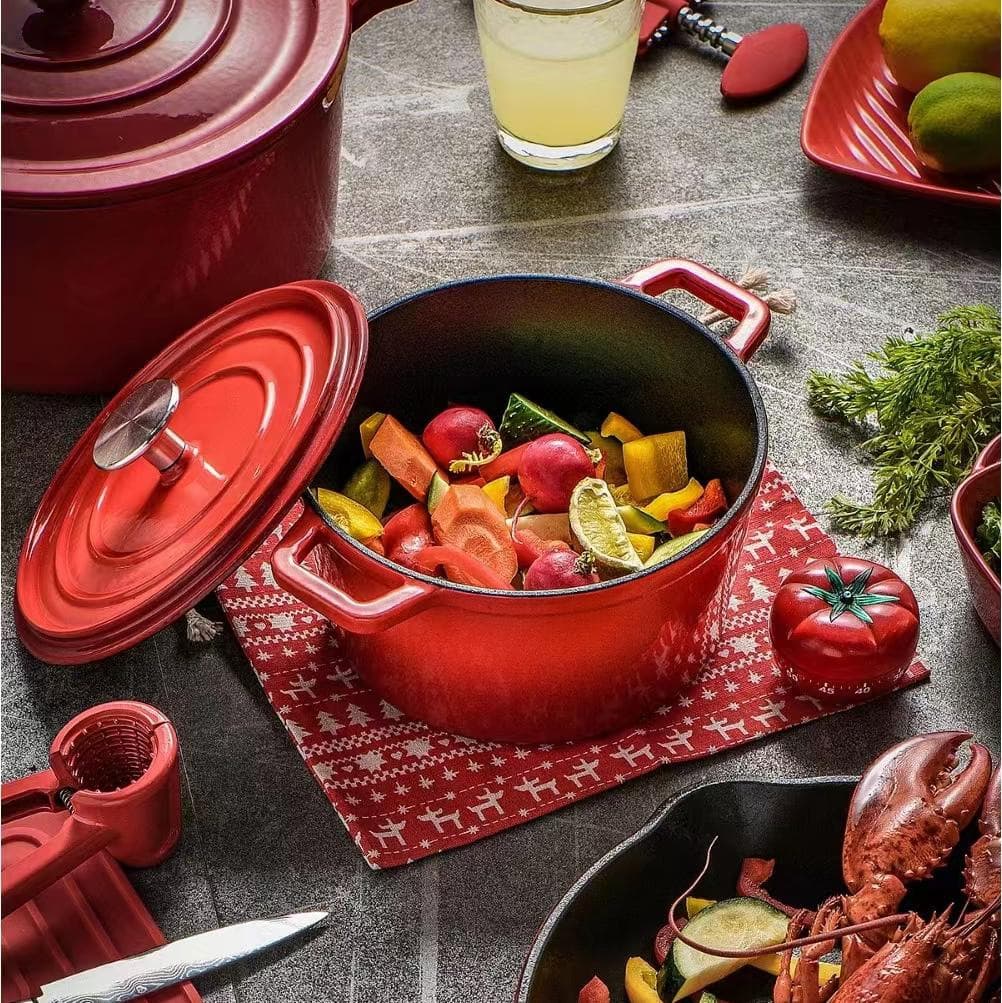 Cast Iron Enamel Pot Ceramic Non-Stick Pot Home Braised Meat Soup Pot Stew Pot Enameled Iron Pot Universal Cookware
