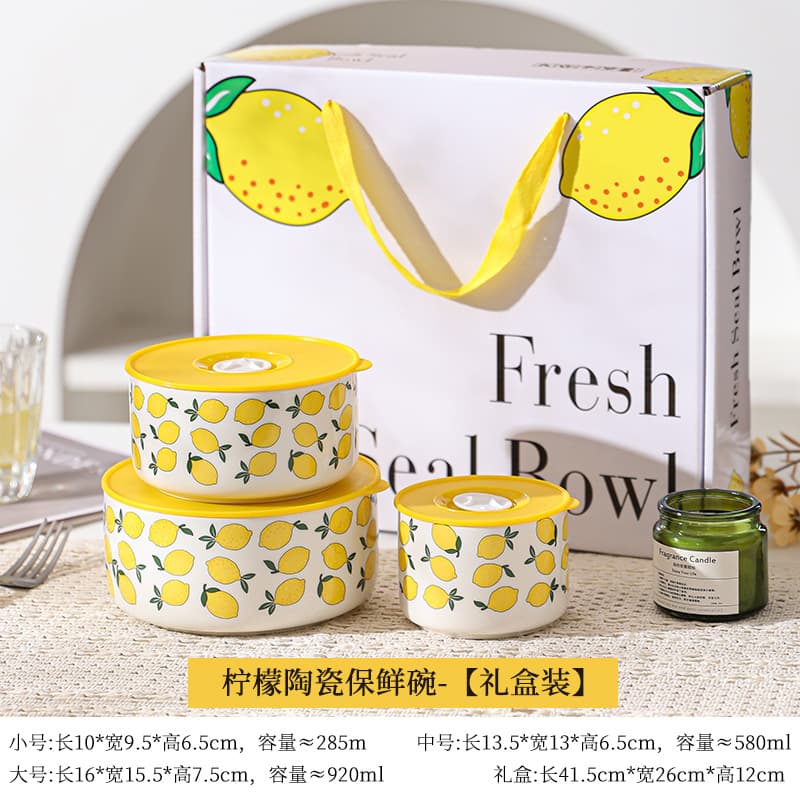 Cute Ceramic Ramen Bowl with Lid, Household Soup Bowl Set, Microwave-Safe Lunch Box, Annual Meeting Gift & Holiday Present