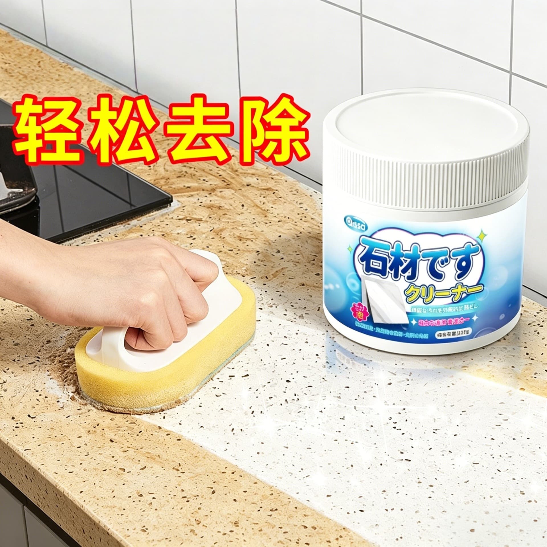 Stone Cleaner Powder for Kitchen Marble, Quartz Countertop, Tile Cleaning Agent, Household Strong Stain and Rust Remover