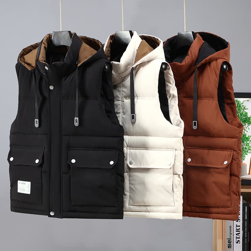 Men's cotton vest winter men's new style hooded cotton vest vest coat work clothes class uniform printing LOGO