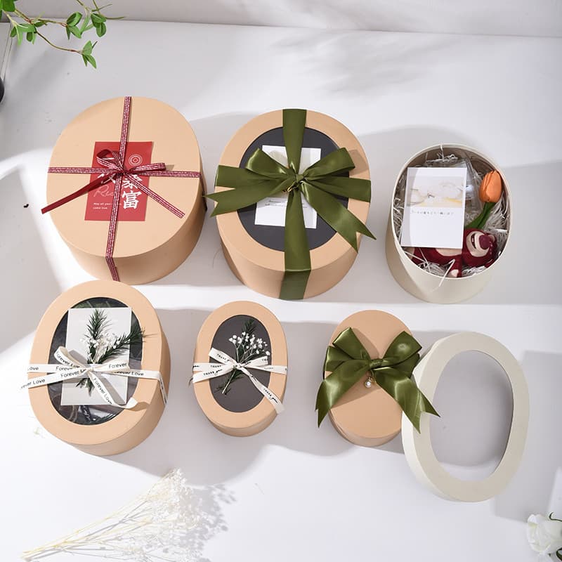 2025 New Year Baking Packaging Box Oval Gift Box Lid and Base Transparent Large Capacity Gift Box Lid and Base Gift Box