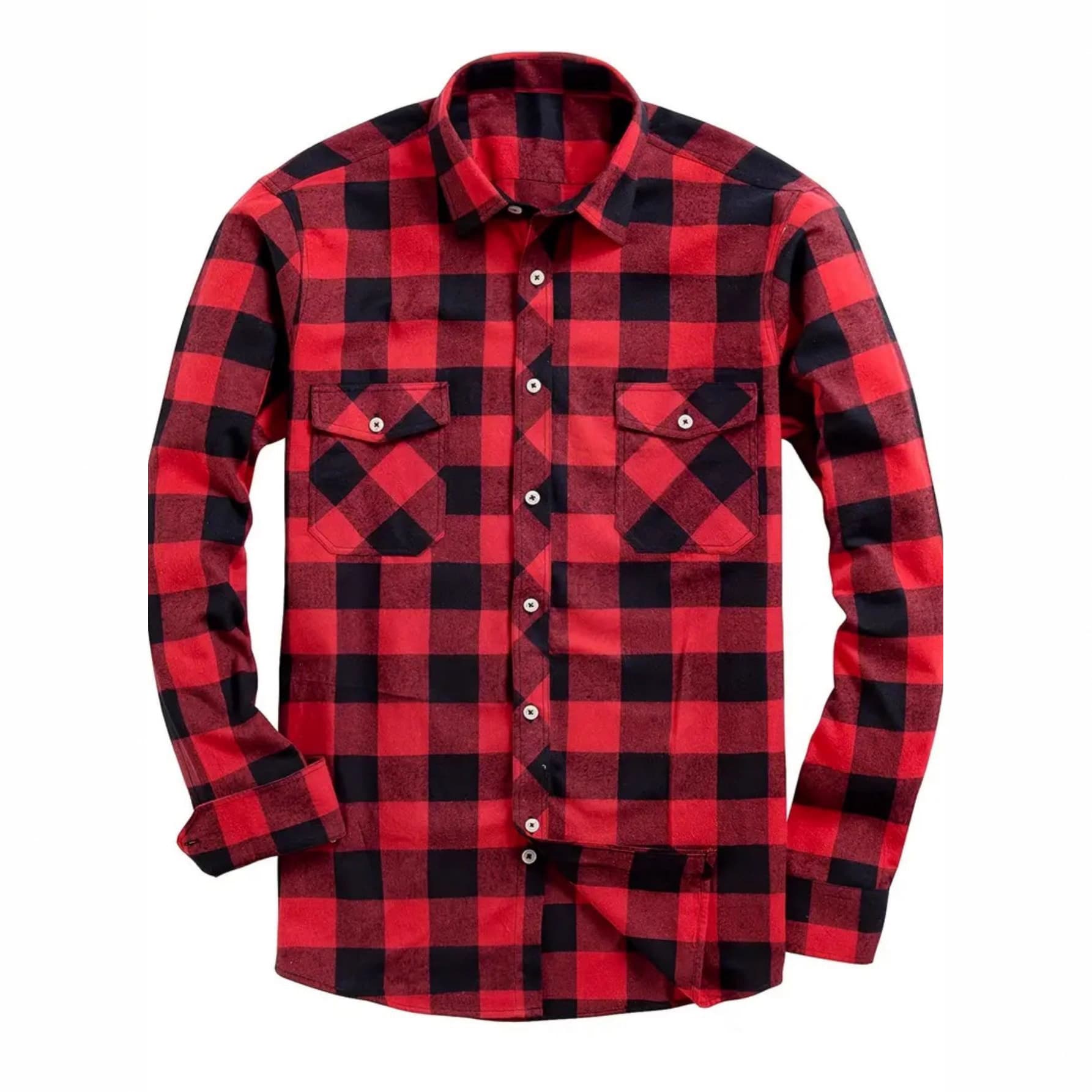Cross-border Europe and America 2025 New Large Plaid Series Men's Shirt Pocket Decoration Casual Plaid Shirt Checkered Shirt