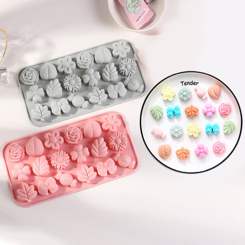 New 18-Link Flower Leaf Bow Tie Shape DIY Silicone Mold for Baking Cake Chocolate Candy Mold In Stock