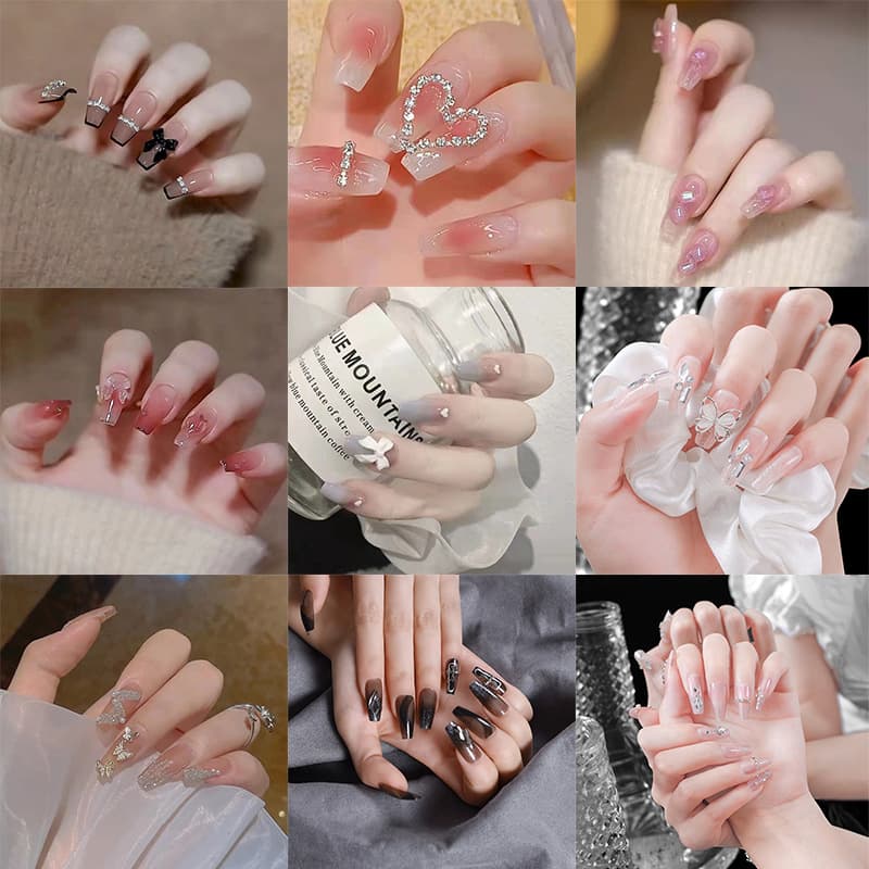 Trendy Short Nail Art Tips, 24-Piece Box Set, Wholesale Nail Patches, Ins Style Bow French Wearable Nails
