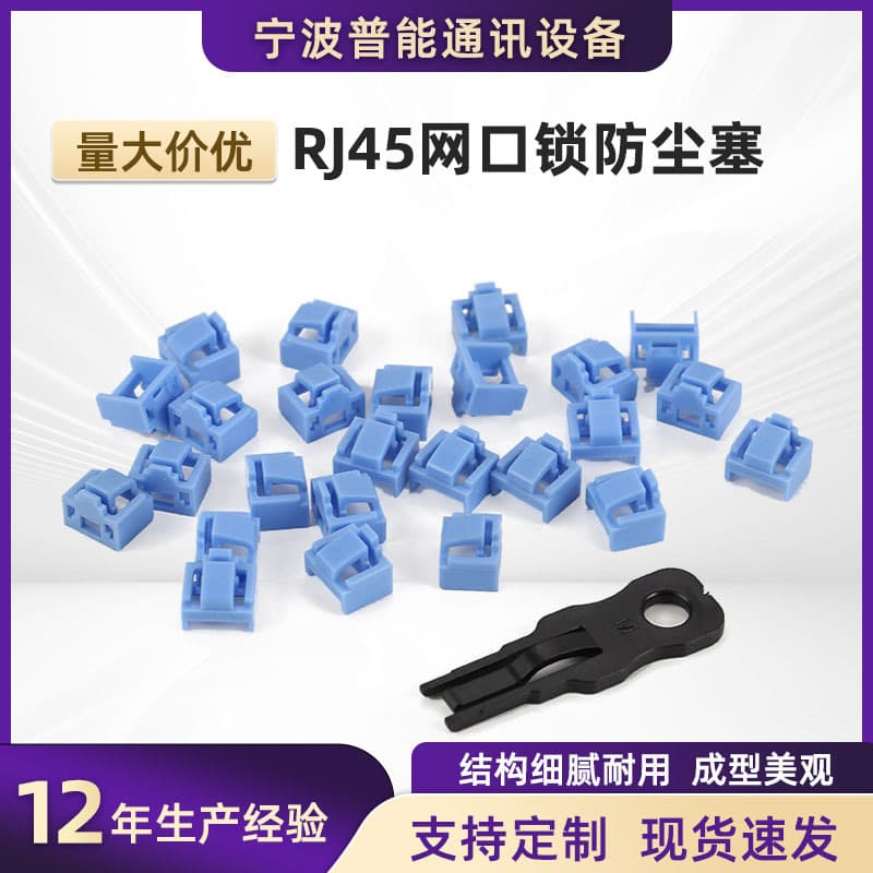 RJ45 Network Port Lock Dust Plug LAN Interface Port Lock Anti-Theft Network Port Plug 100 Plugs with One Key