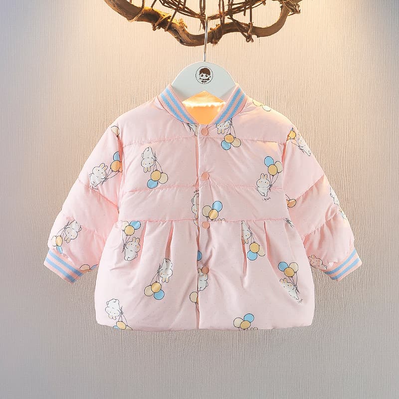 Winter Baby Girl Cartoon Cotton Coat Toddler Winter Jacket 1-2-3 Years Infant Quilted Clothing