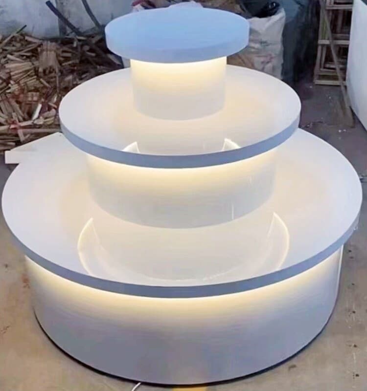 Commercial Display Stand Showcase with Glossy Finish, Illuminated Tech-Style Round Irregular Display Table, Clothing Store Display Stand