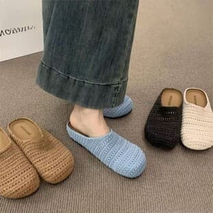 French Style Woven Sandals Hollow Breathable Women's Summer 2026 Trendy Closed Toe Mules Outdoor