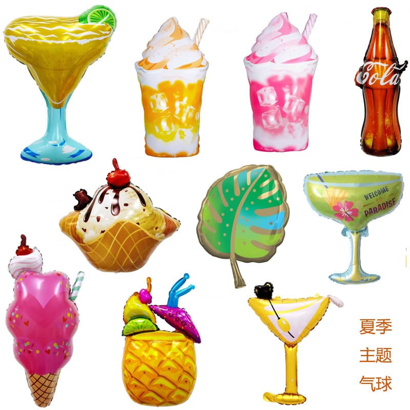 New summer ice cream theme series balloon lemon tea cola cake shape outdoor party balloon decoration