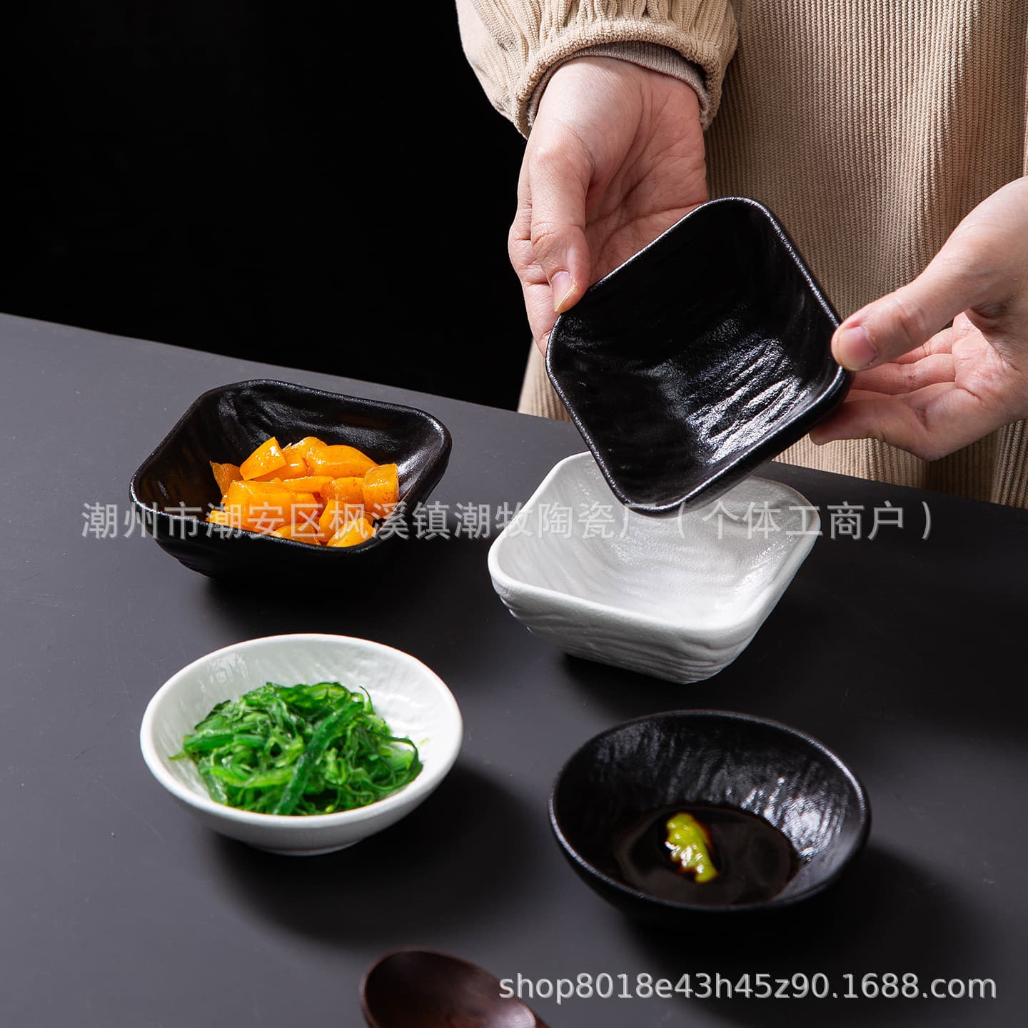 Stone pattern square round ceramic dish condiment dish soy sauce dish vinegar dish dipping dish mustard dish commercial tableware wholesale