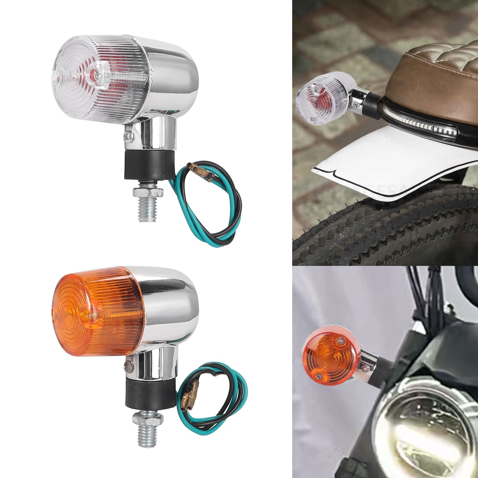 Motorcycle Turn Signal Light, Universal Retro Mini Indicator for Harley Davidson Small Cruiser Customization