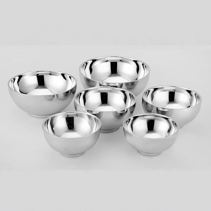Non-Magnetic Double-Layer Stainless Steel Insulated Bowl with Welded Edge, Bright Finish, Lily Bowl, School Children's Anti-Scald Soup Bowl