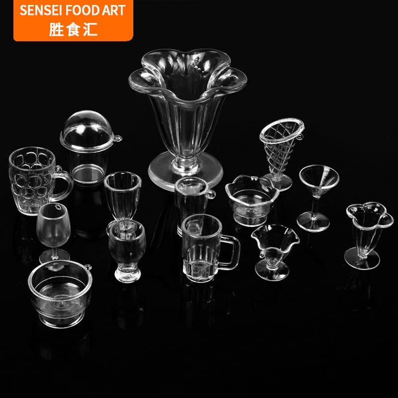 Factory Direct Simulation Food Play Cup Accessories, DIY Miniature Red Wine Goblet and Cream Sundae Mousse Cup