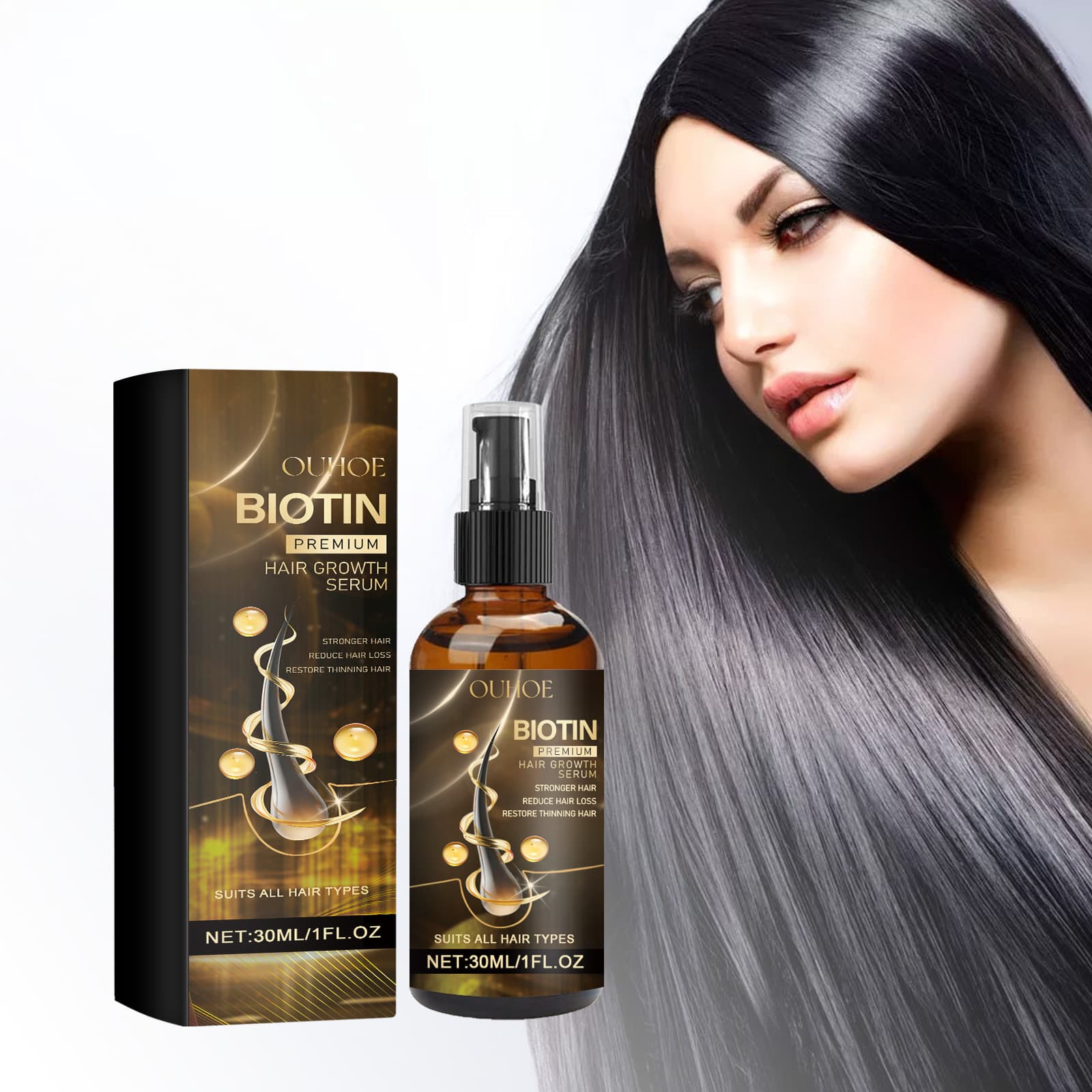 Ouhoe Biotin Hair Essence Hair Moisturizing Scalp Massage Care Hair Care Essential Oil