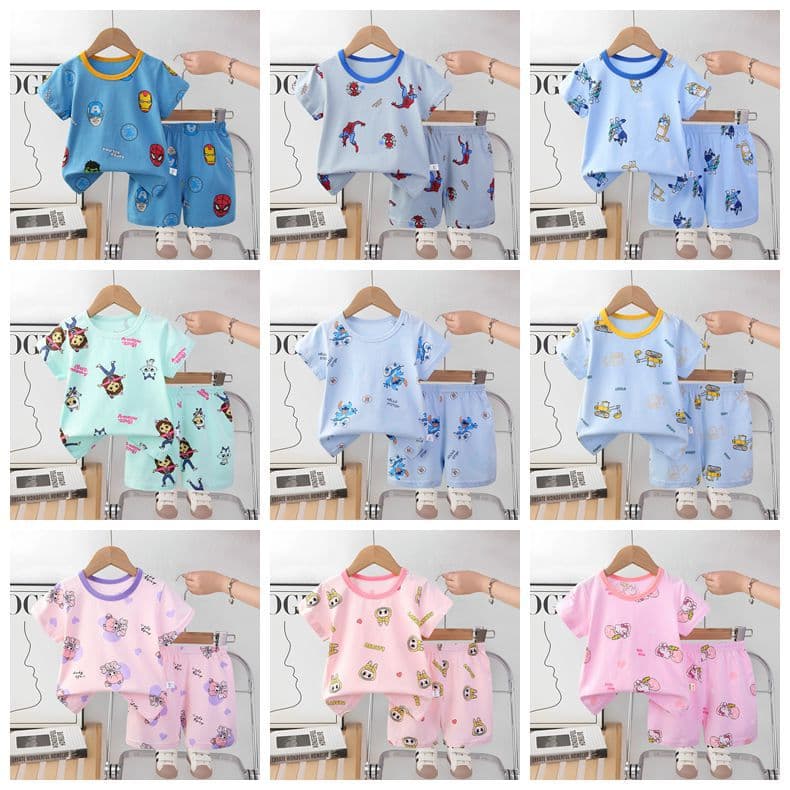 Kid's Pajamas 2026 Children's Summer Casual Korean Style Short Sleeve Shorts Factory Direct Supply