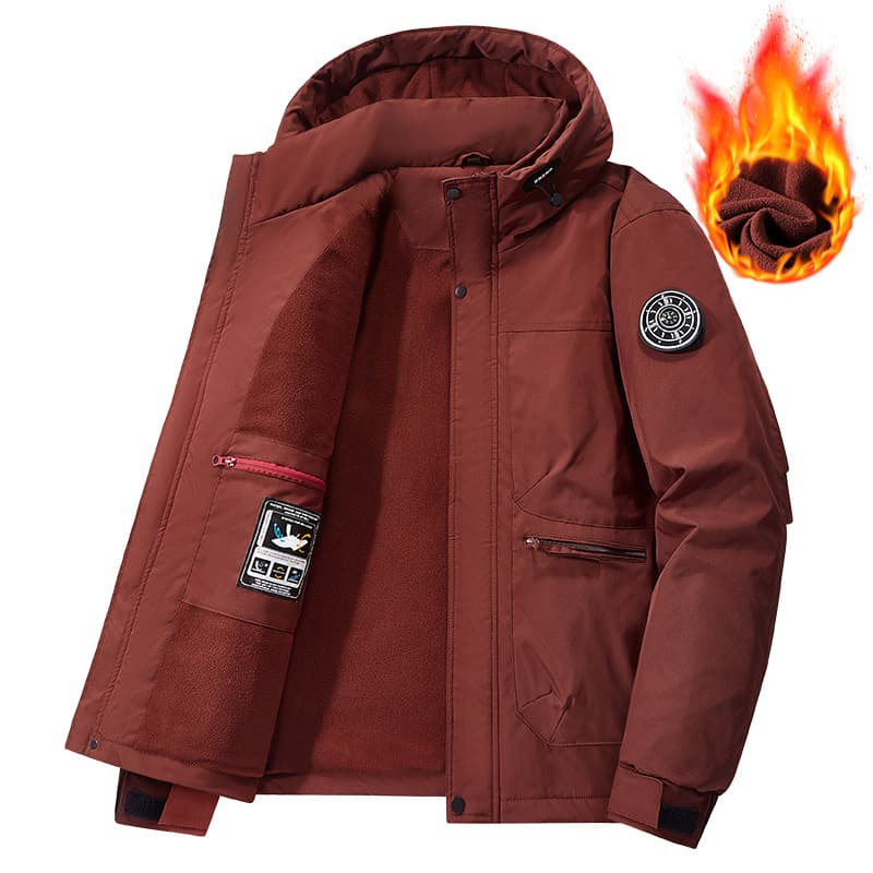 Winter Fleece-Lined Hooded Jacket Men's Coat Thickened Warm Casual Hoodie Top 2113A