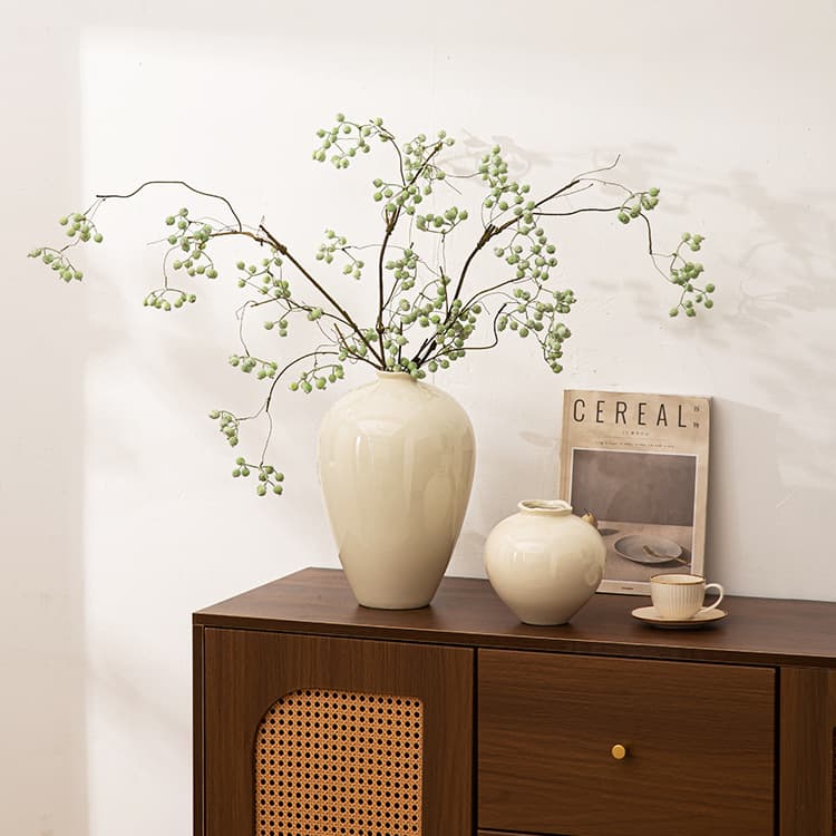 New Chinese Style White Vase Large Moon Jar for Hotels and B&Bs Wabi-Sabi Premium Decorative Zen Flower Vessel