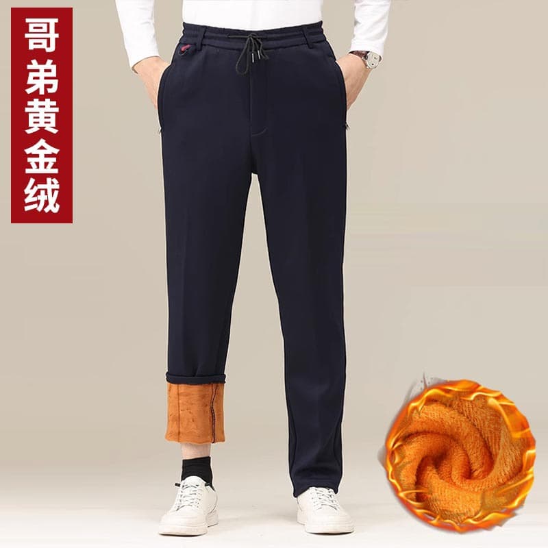 Winter Fleece-Lined Thickened Dad Pants, Casual Trousers for Middle-Aged and Elderly Men, Golden Fleece Men's Pants