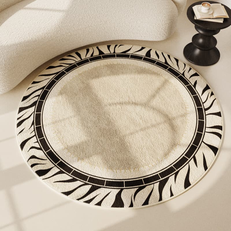 Cream-style round rug for living room, computer chair, sofa, coffee table, study room soundproof, stain-resistant, cute