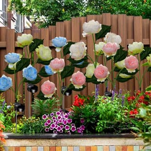Cross-border Peony Solar LED Light Outdoor Waterproof Ground Insert Light Garden Lawn Landscape Decorative Light