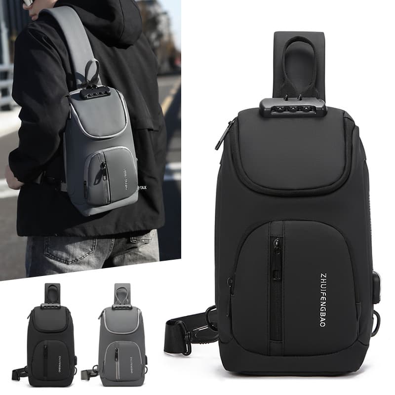 Chest bag men's crossbody bag password lock anti-theft multi-functional business casual shoulder bag men's bag cycling sports backpack