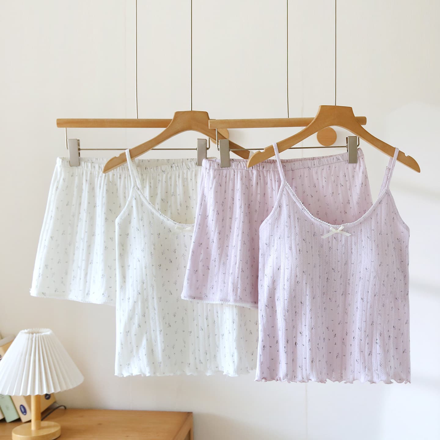 Soft Floral Print Pajama Set with Camisole and Shorts for Women, Spring Summer Autumn Loungewear Set