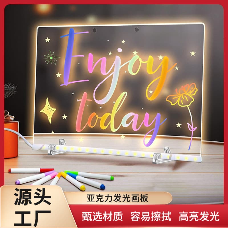 Cross-border acrylic handwriting board drawing board memo menu luminous drawing board billboard luminous light board small blackboard