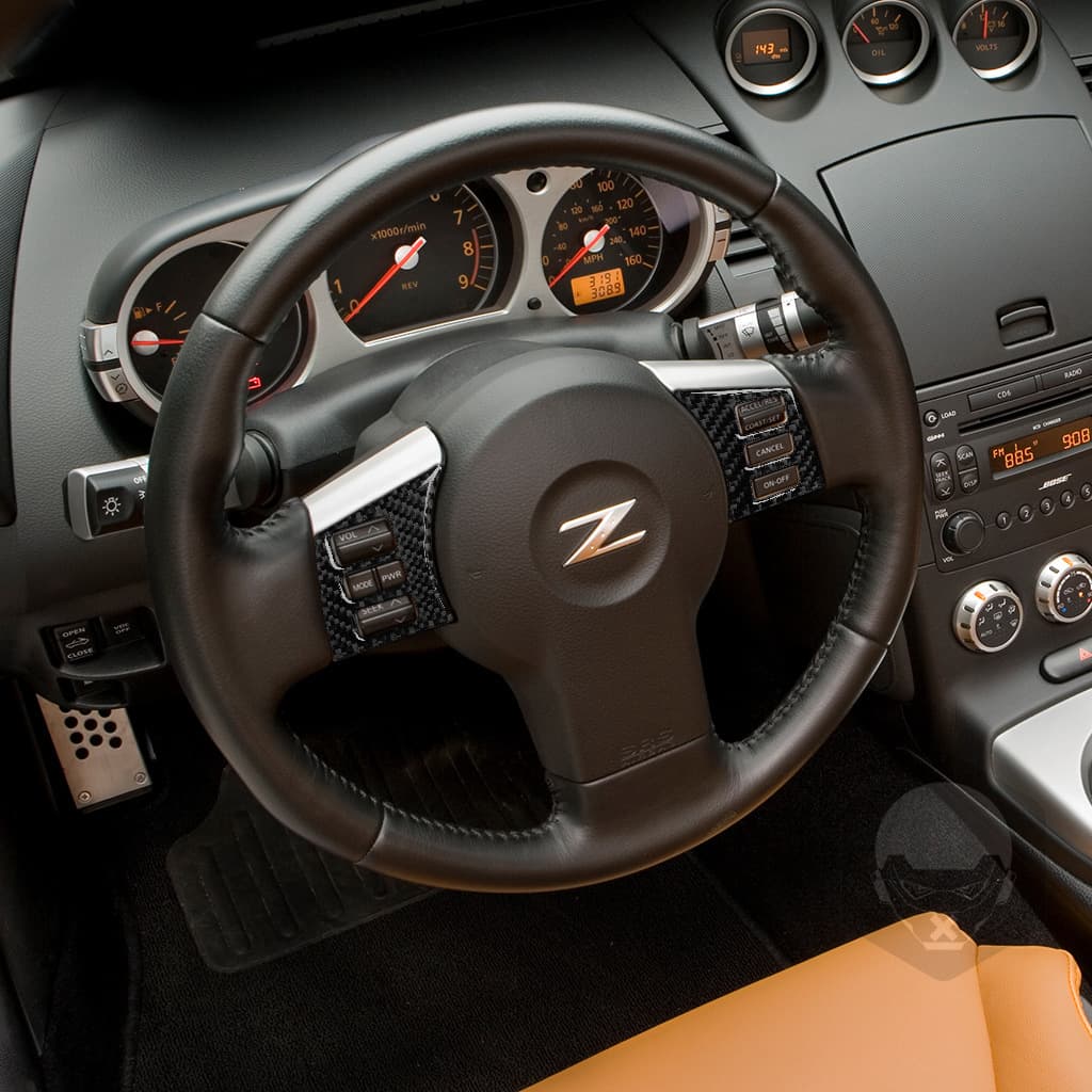 Suitable for 06-09 Nissan 350Z steering wheel button frame carbon fiber sticker modified interior auto parts