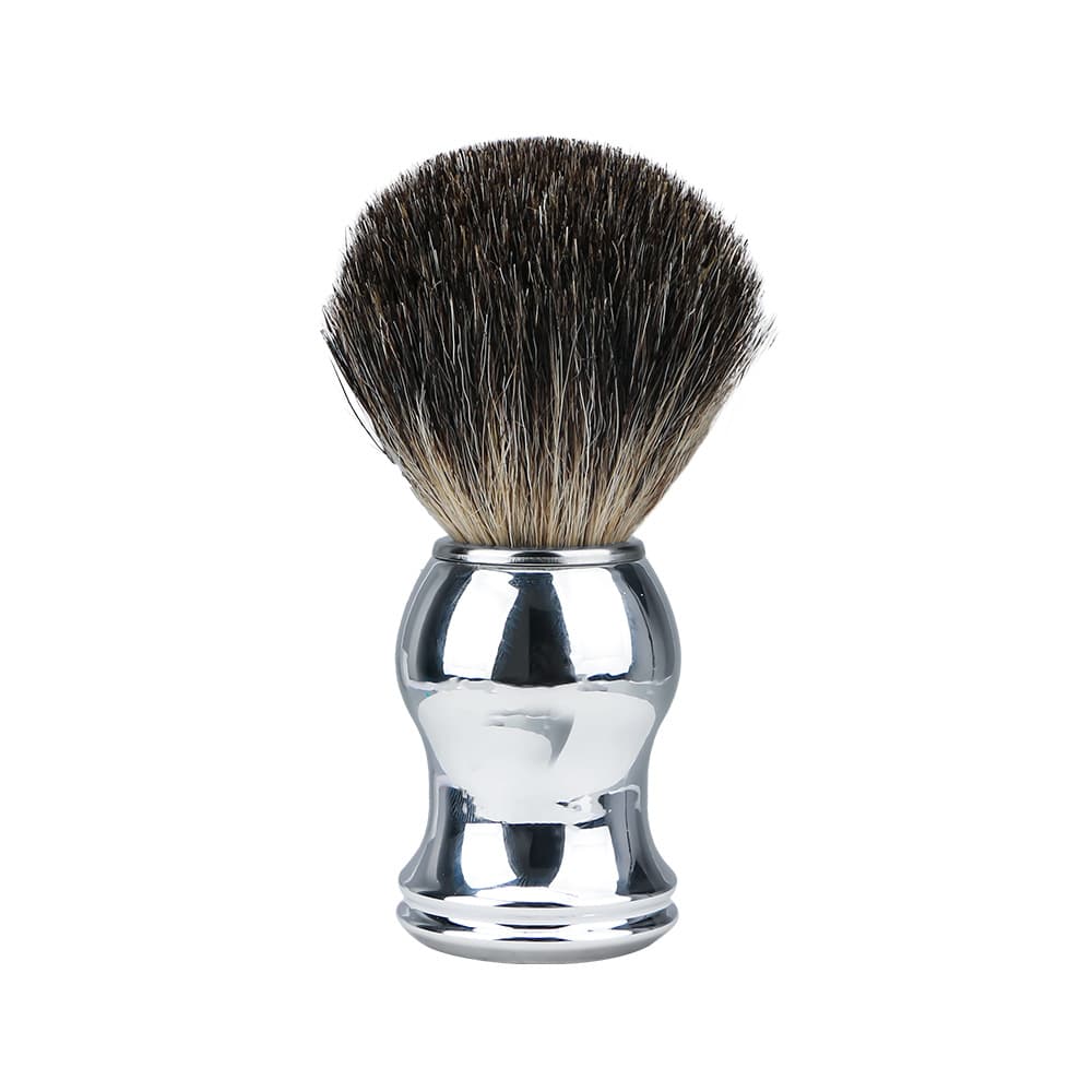 Old-fashioned manual razor, men's soft bristle beard brush, large bristle head, aluminum alloy handle, mixed bristle shaving and facial cleansing brush