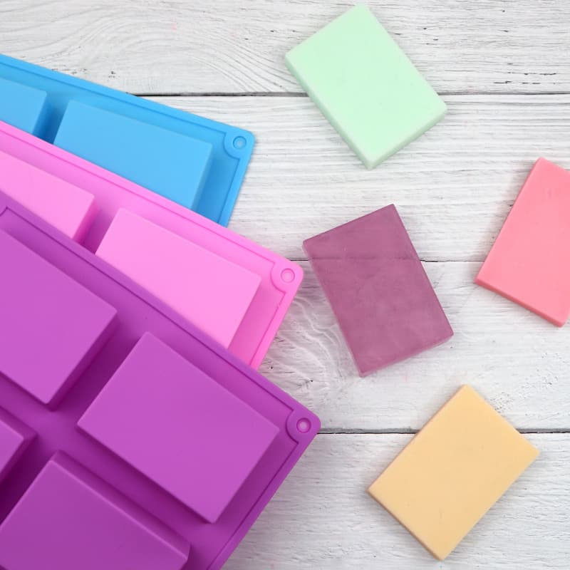 Dubi 6-piece rectangular handmade soap mold, silicone cake mold, easy to release, can produce 100g of soap, limited to light models