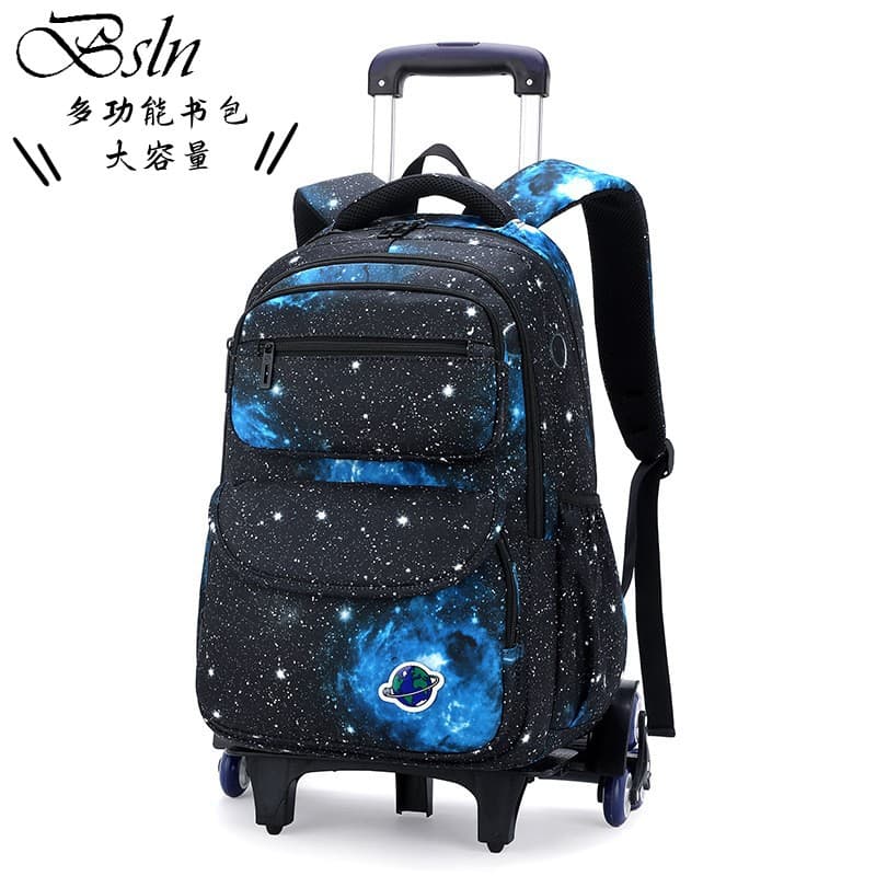 Children's Suitcase Boys and Girls Six-Wheel Trolley Case School Bag Oxford Vacation Rolling Large Capacity Backpack