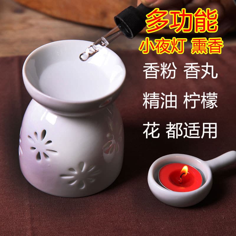 Aromatherapy burner essential oil burner aromatherapy lamp incense night light electronic censer ceramic candle bedroom aromatherapy machine