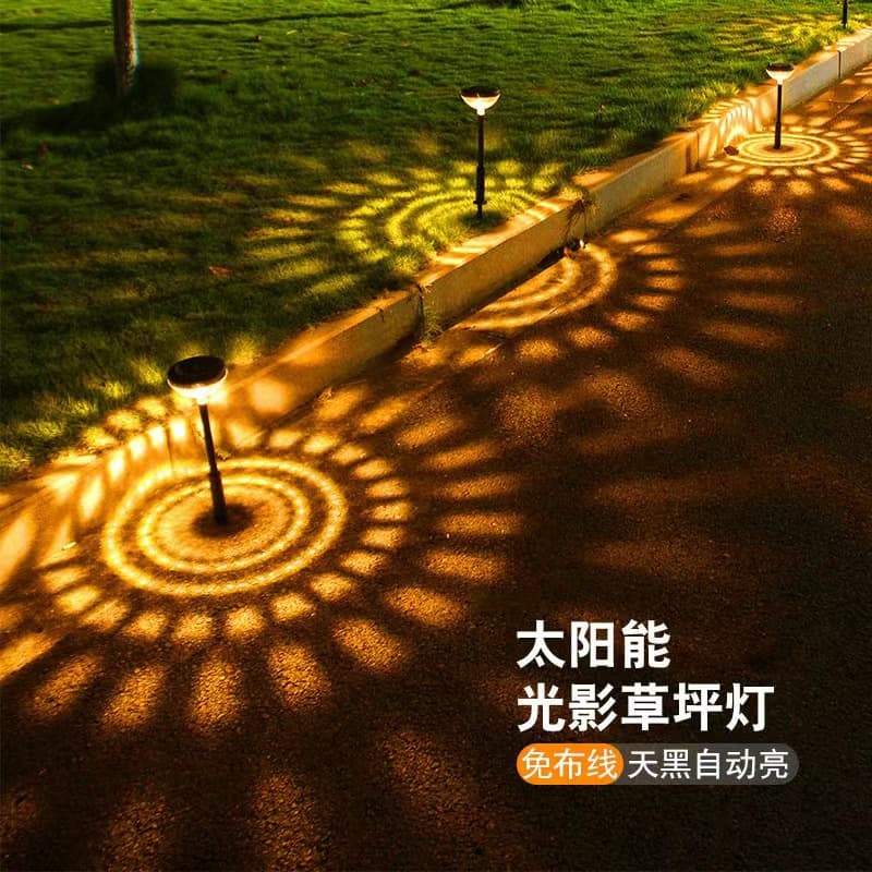 Solar Lawn Light Projection Lamp Water Drop Ground Insert Light Flying Saucer Light Garden Decorative Light Road Light Outdoor Landscape Light