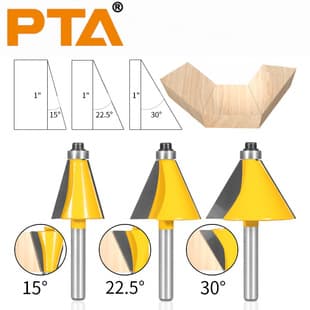 1/4" Shank Bevel Edge Chamfer Router Bit Woodworking Milling Cutter for Trim Router Carbide Alloy