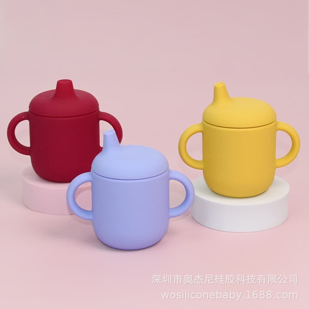 In-stock Cross-border Wholesale Silicone Cup, Anti-drop Large Capacity Infant Spout Cup 180ml, Training Cup, Baby Water Cup