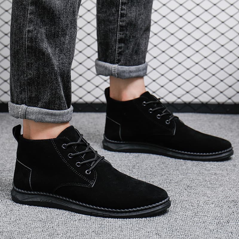 Cross-border Large Size 2025 New Autumn High-Top Shoes Men's British Style Casual Leather Shoes Korean Trend Men's Singles