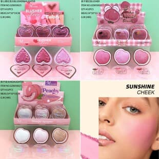 New Cross-Border Mlundo 3-Color Blush Highlighter Natural Look Highlighter Blush Pearlescent Fine Shimmer Blush Cosmetics Wholesale