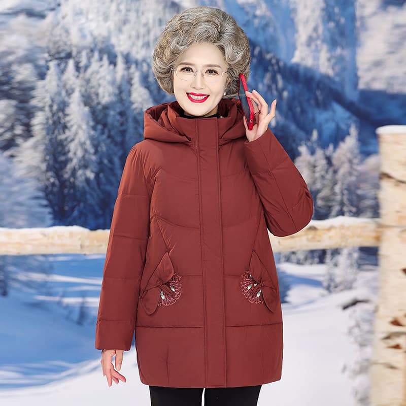 Middle-Aged and Elderly Down Jacket Women Short Style Mom Winter Thickened Plus Size Elderly 60-Year-Old 70 Grandma 80 Lady Outerwear