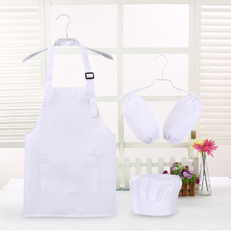 Children's and adult aprons, chef uniforms with printed logos, chef hats, sleeves, kindergarten art studio aprons, water-repellent fabric.