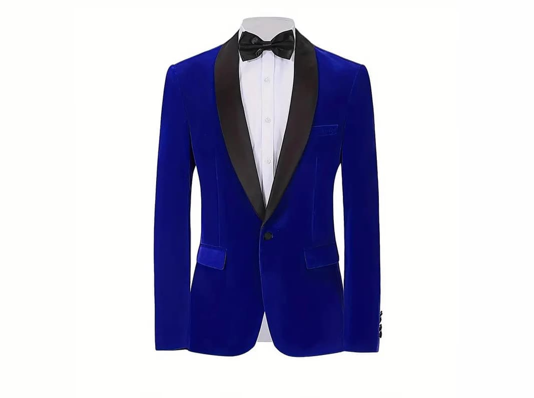 Cross-border European American Elegant Men's Velvet Suit Jacket with Shawl Collar Wedding Party Single-breasted Formal Wear