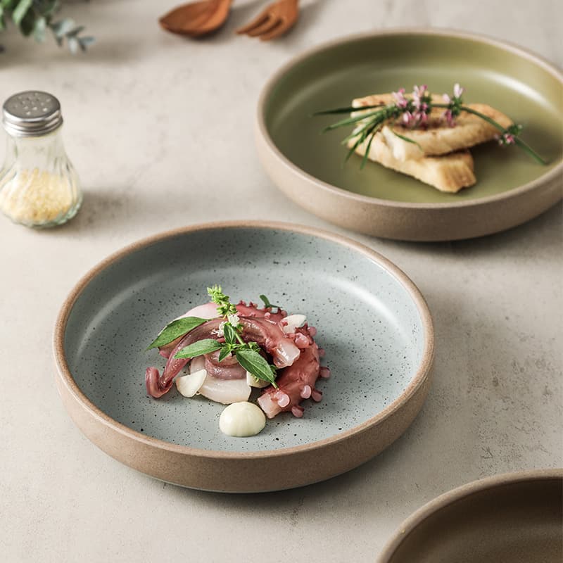 Japanese Ceramic Plate Creative Retro Style Home Pasta Plate Restaurant Dish Plate Rice Plate Deep Plate Dinner Plate Stoneware Tableware