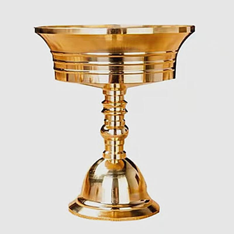 Brass Square Mouth Lamp for Buddha Offering, Temple, Buddha Hall, Butter Lamp for Solid and Liquid Use, Long-Burning Lamp, Temple Offering Lamp