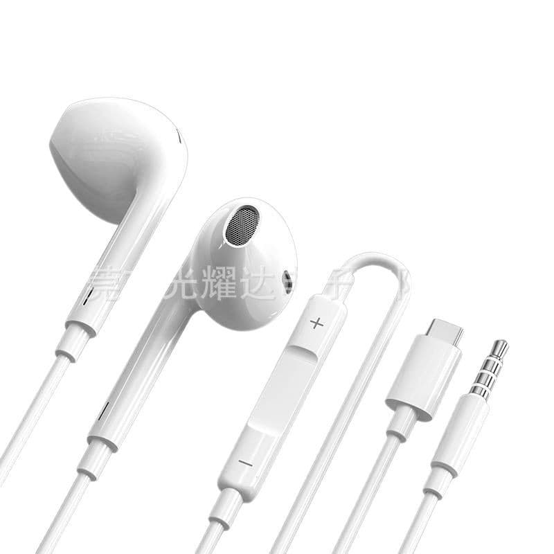 Factory Wholesale Type-C Wired Earphone with Microphone for Calls and Music, In-Ear with Volume Control, 3.5mm Jack Earbuds