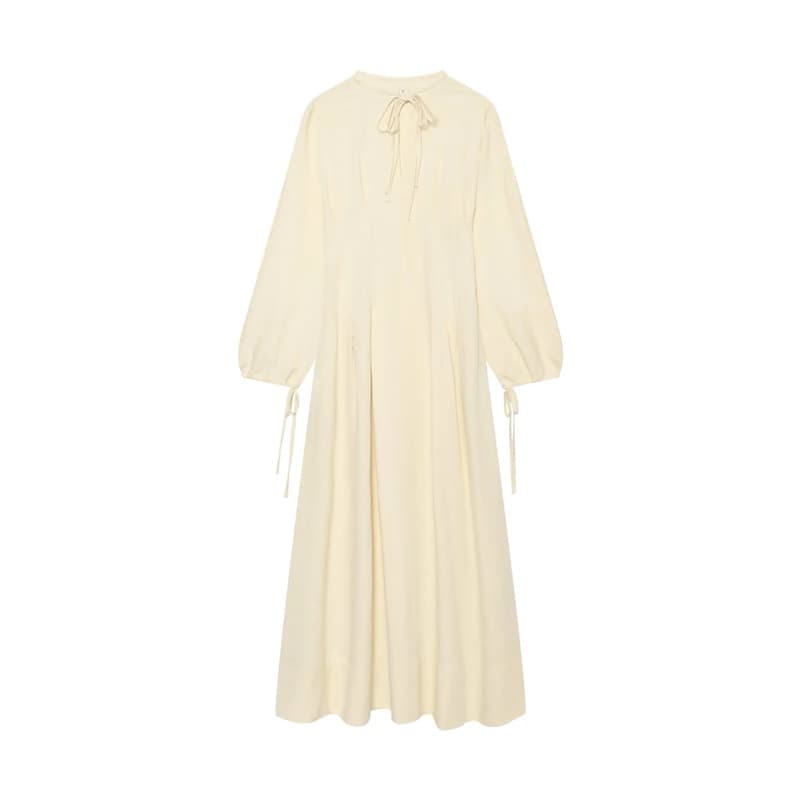 UNIZERA Women's 2026 Summer New Product Simple Pleated Bow Decorated Dress A-Line Skirt Women 2125304