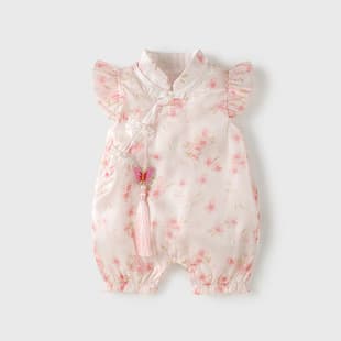 Baby Clothes New Chinese Style Chinese Style Hanfu Bodysuit Summer Thin Romper Newborn Baby Girl Onesie