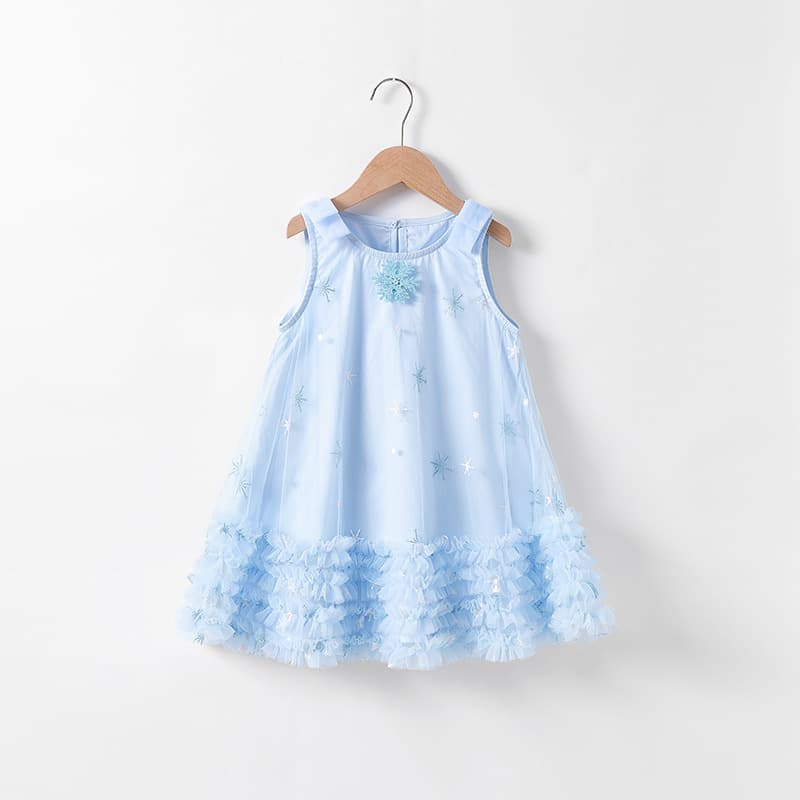 Girls Summer Vest A Skirt Frozen Dress Elsa Princess Dress Summer Children Elsa Dress