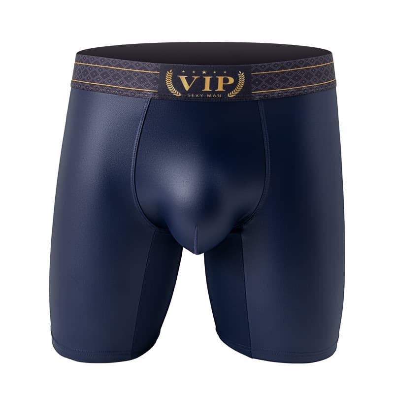 Wholesale Export Faux Leather Men's Extended Boxer Briefs Fitness Sports Quad Briefs Large Pouch