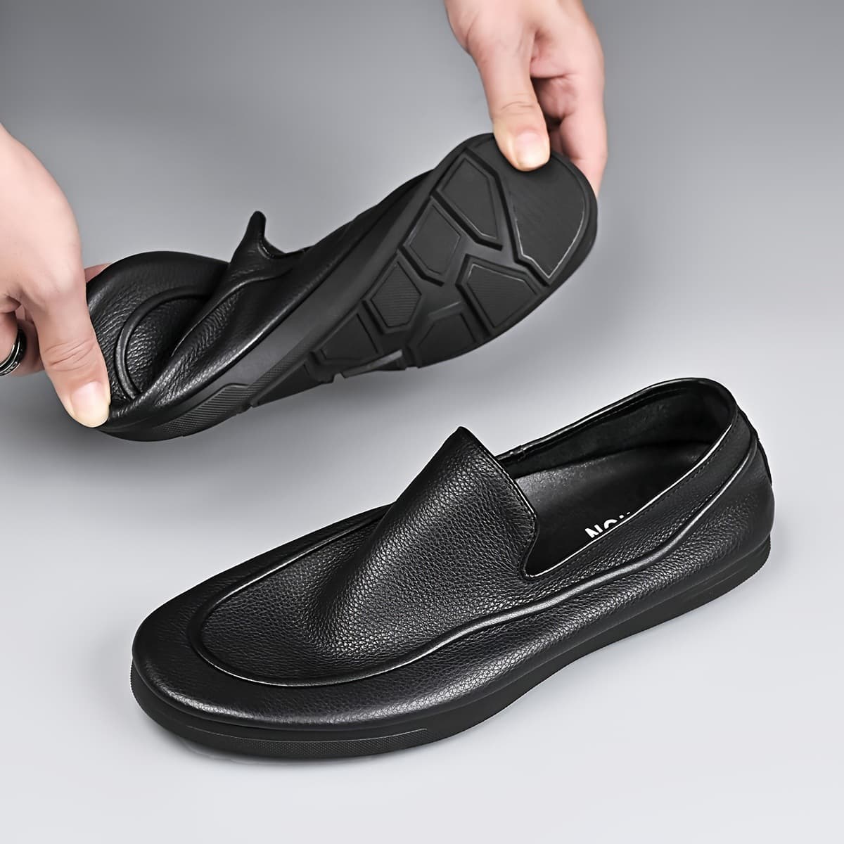 Men's Fashionable Business Casual Simple Leather Loafers Slip-On Comfortable Versatile Korean Style Driving Walking Dad Shoes